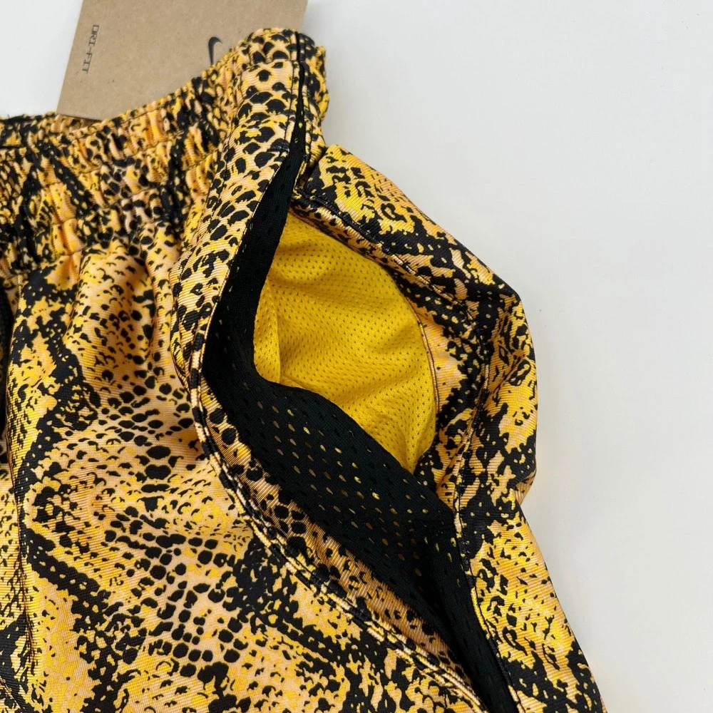 Nike Womens Dri-FIT Snakeskin‎ Basketball Shorts Yellow Black DH7348-709 XS